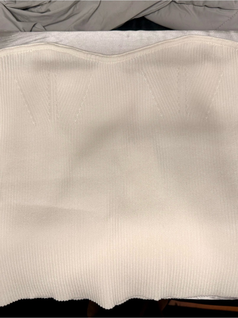 Everyday Skies Cream Off-Shoulder Ribbed Knit Tube Top